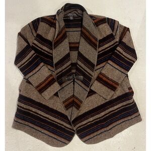 FENN WRIGHT MANSON STUDIO‎ BELTED BLANKET STRIPE WOOL BLEND SWEATER JACKET SZ M